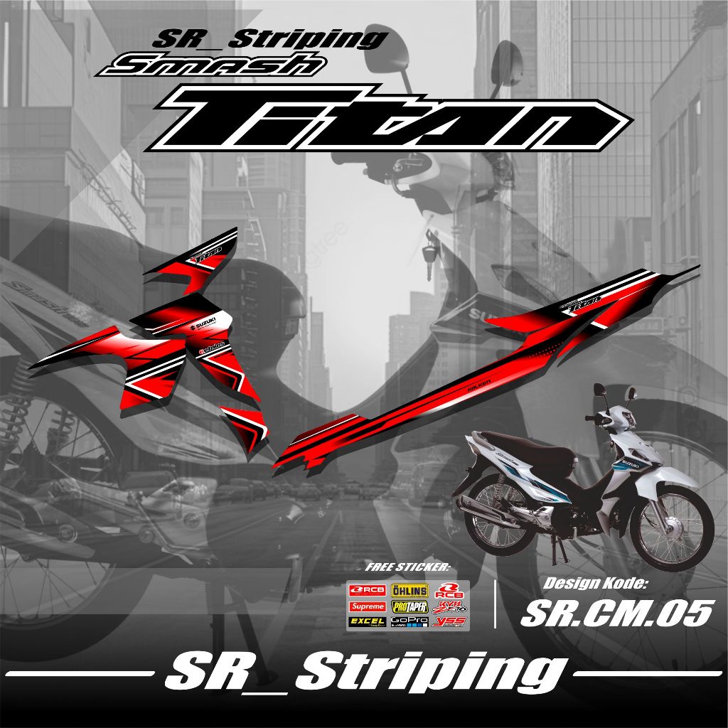 STRIPING SUZUKI SMASH TITAN - STRIPING STICKER LIST VARIASI SMASH TITAN DESAIN GRAFIS SIMPEL TERLARI