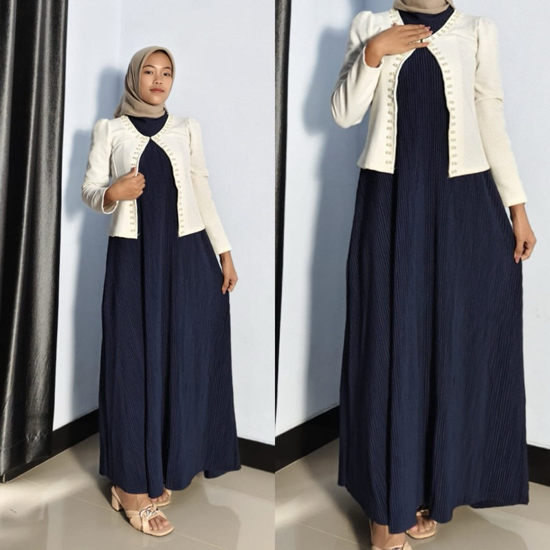 DRESS INNER DRESS panjang tanpa lengan dress panjang plisket lidi premium