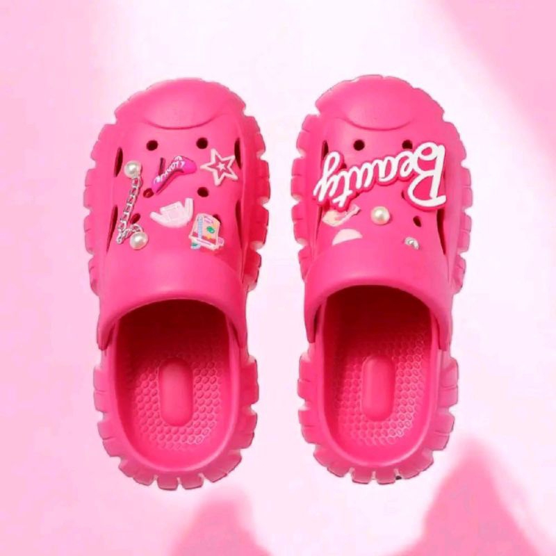 Miniso Lovely Clogs (Rosy, Black & White)