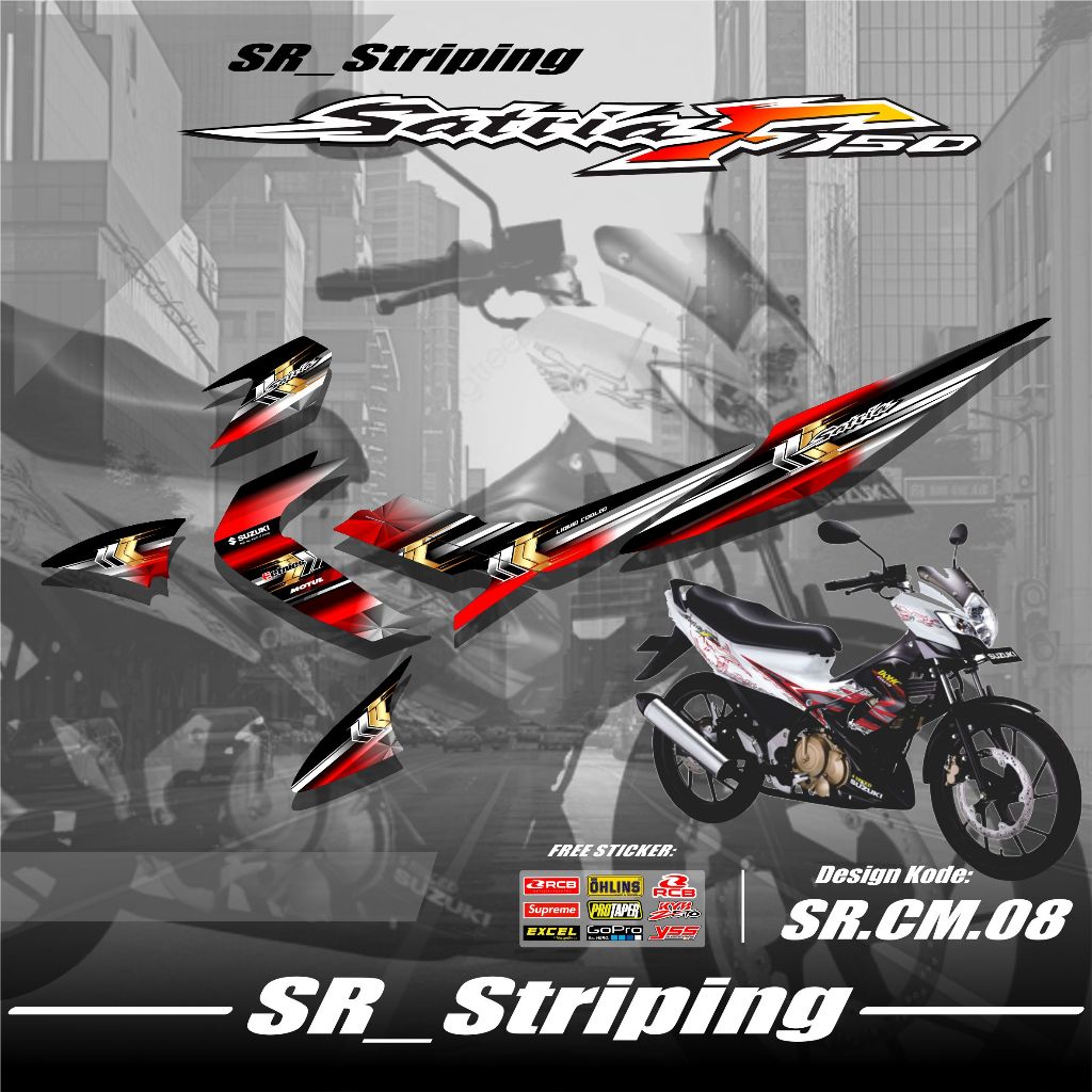 Stiker Striping Satria Fu Barong Sticker Variasi Suzuki Satria Fu Barong Motif Grafis Simpel Gratis 