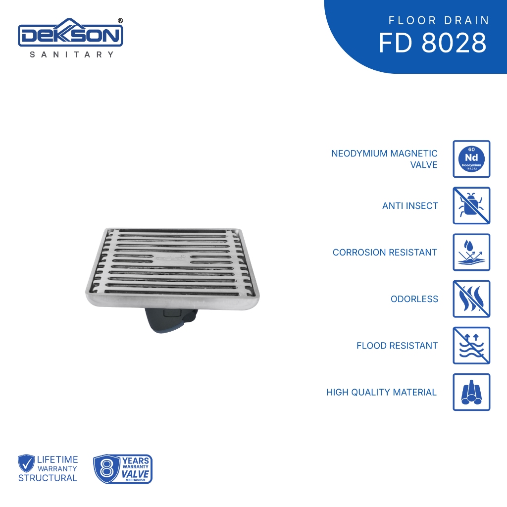 DEKKSON LUBANG SARINGAN AIR LANTAI KAMAR MANDI  FLOOR DRAIN DEKKSON FD 8028 SSS