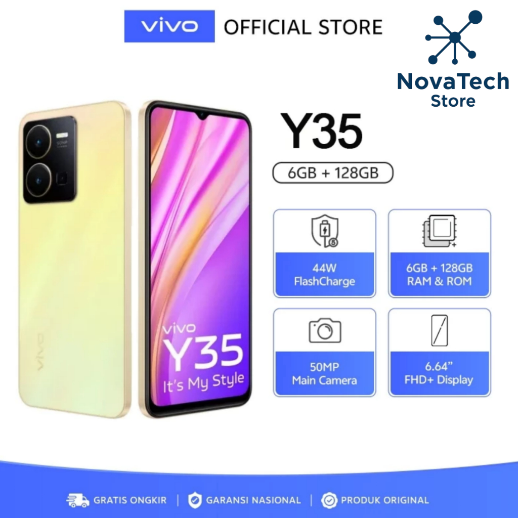 HP VIVO Y35 5G 8/128GB | 8/256GB (RAM 8GB+8GB Extended ) 6.58INCH HANDPHONE NEW ORI GARANSI 1 TAHUN 