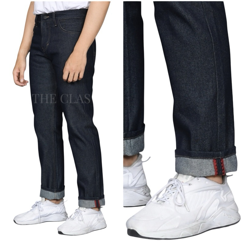 RAW DENIM - Celana Jeans Raw Denim Selvedge Shells-tick Zigzag - Celana Raw denim Panjang Pria - Raw