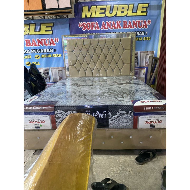by mebel sofa anakbanua satu set tempat tidur/set perlengkapan kamar/springbed olympic meribel/divan