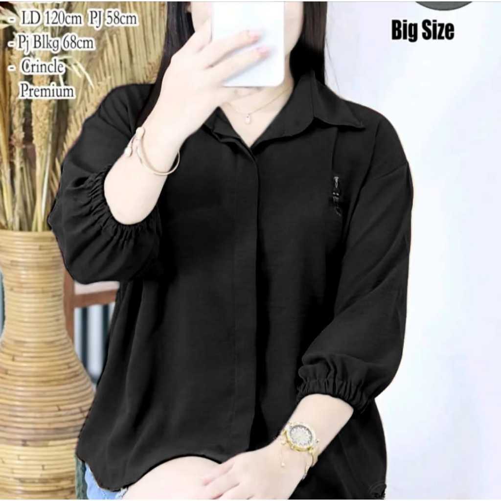 Atasan Wanita Kemeja Wanita Bahan Crinkle Kekinian Polos-Atasan Polos Wanita Bahan Crinkle Korean St