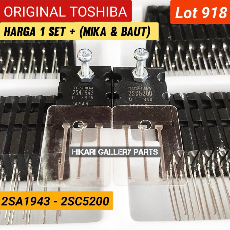 1 Set Termasuk Baut mur + Mika Transistor ORIGINAL TOSHIBA 2SA1943/2SC5200 seri 918 dapat Mika + Bau