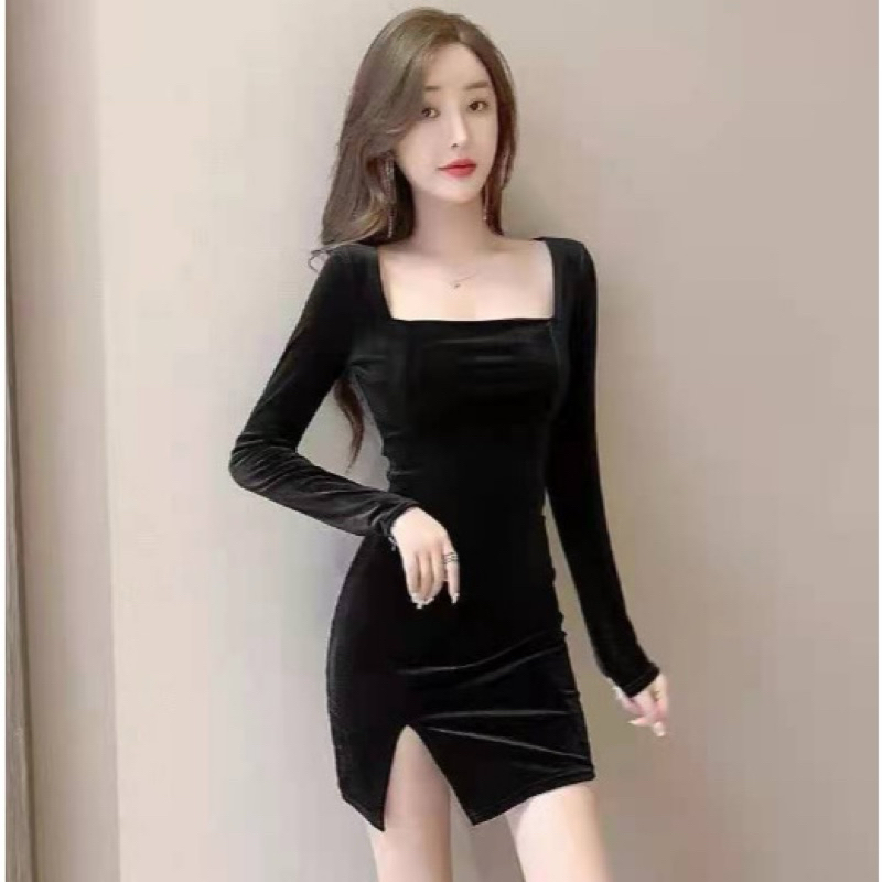 Long Sleeve Midi Dress Bludru Import