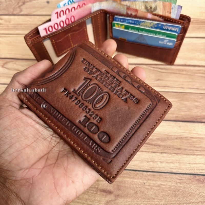 RB Dompet full kulit asli motif 100 dolar