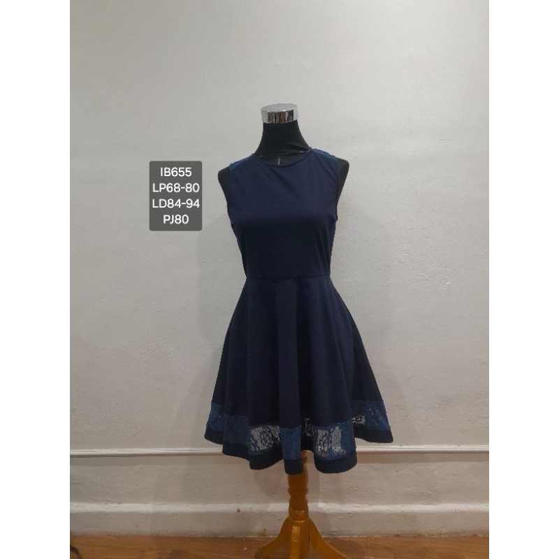 Preloved Dress Cantik Pesta Gaun Navy Like New Pekat IB655