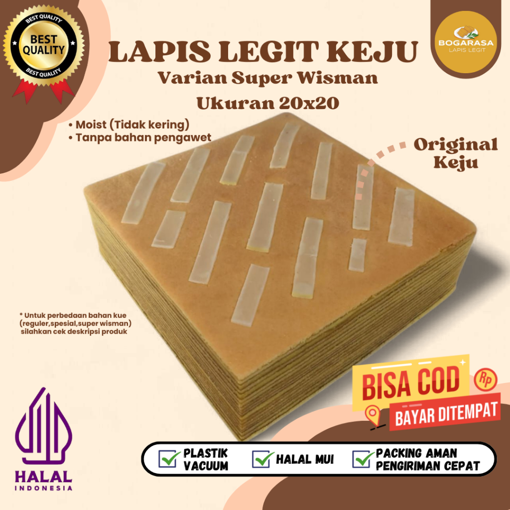 

Lapis Legit Original Lapis Legit Wisman Premium Bolu Legit Varian Super Wisman Premium Keju ukuran 20x20
