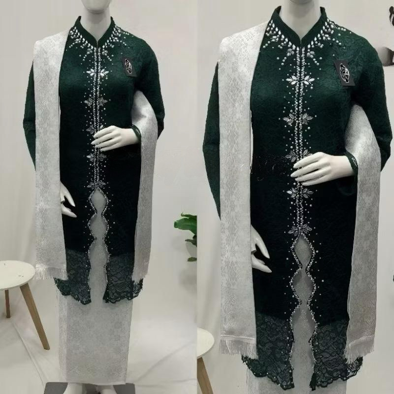 YNI cod FREE HIJAB set kebaya brukat payet Yura/kebaya modern/kebaya ibu besan/kebaya