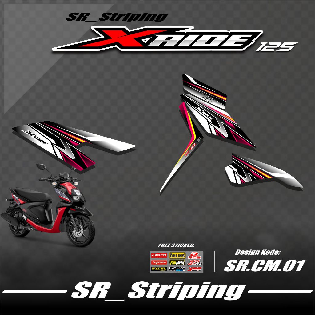 Striping X Ride 125 / Stiker X Ride 125 / Variasi X Ride 125 / Anti Luntur Gratis Stiker Sponsor SR.