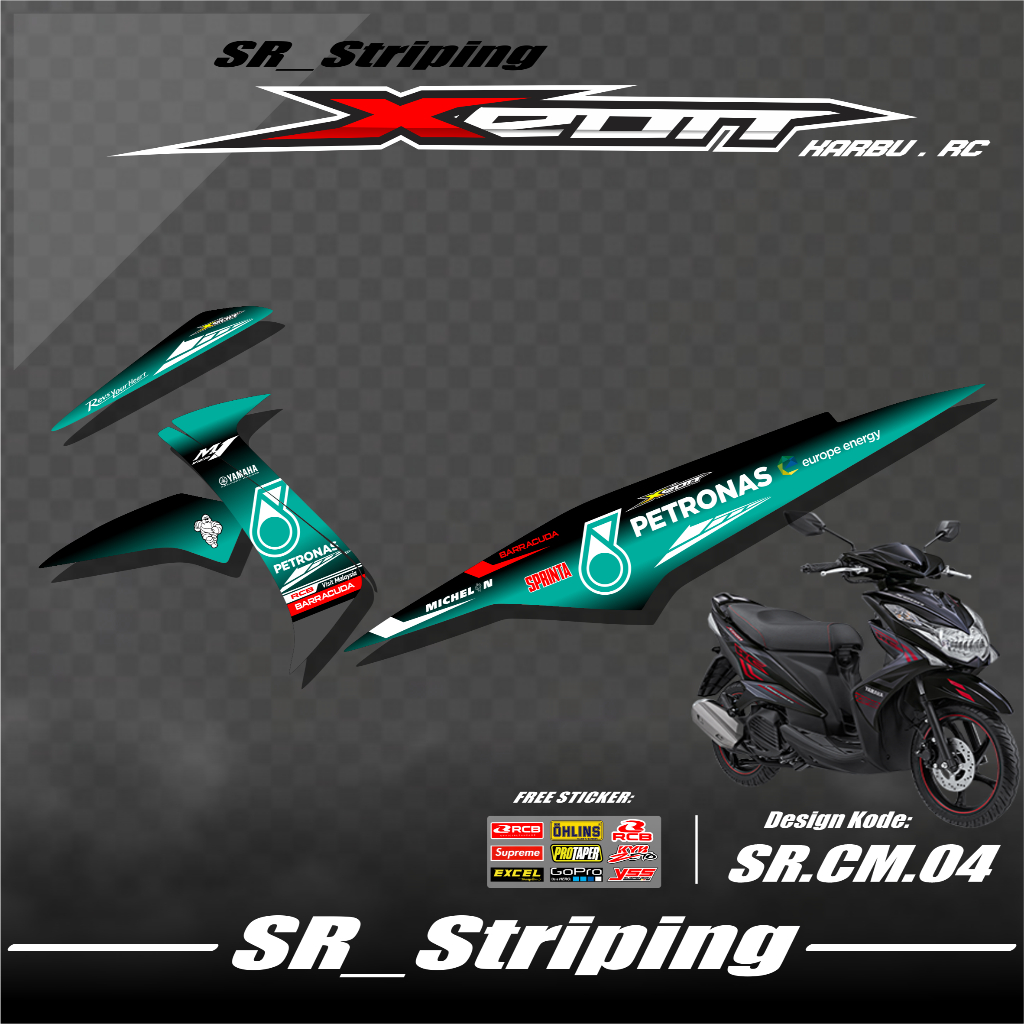 Stiker Striping XEON KARBU/RC - Sticker Striping Variasi list Yamaha XEON RC/KARBU 155 Petronas SR.0