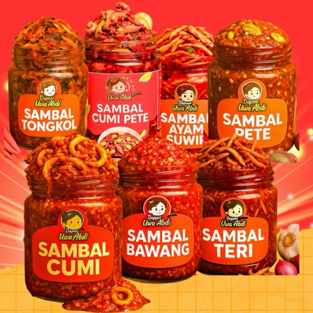 

DAPOER UWA ABDI - Sambal Cumi, Cumi Pete, Bawang, Teri, Pete, Ayam Suwir, Tongkol 120gu
