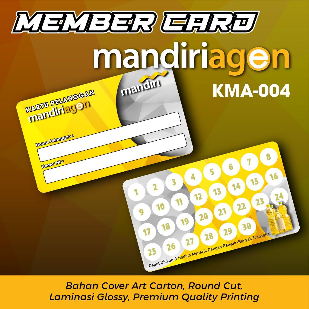 

Kartu Nama Member Kartu Agen Mandiri Agen Kartu Pelanggan NEW 100 pcs