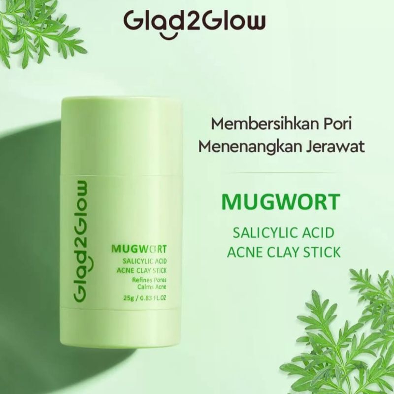 GLAD2GLOW Mugwort Salicylic Acid Acne Clay Stik Mask Stik Masker Wajah