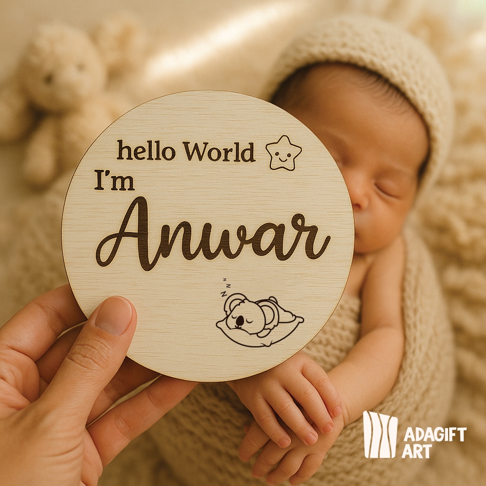 CUSTOM Papan Nama Bayi New Born Anwar | Biodata Bayi | | Props Fotografi | Props Photography | Prope