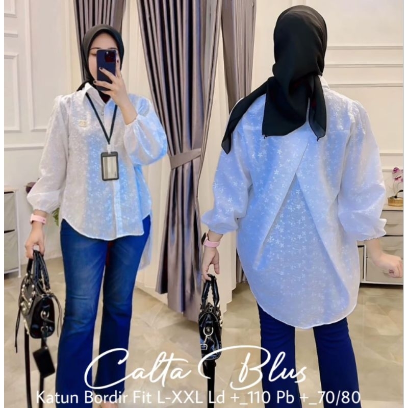 BLOUSE PUTIH BORDIR / BLUS WANITA BAHAN KATUN BORDIR / ATASAN WANITA MODEL KASUAL