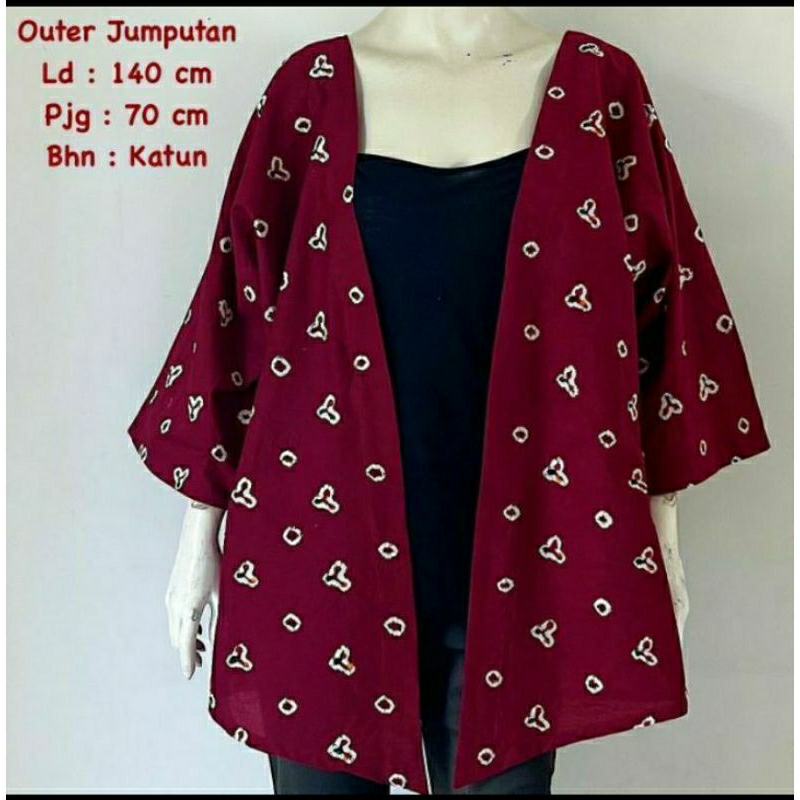 Outer Jumputan Super Jumbo Batik Solo Vest Cardi Outer Batik Wanita