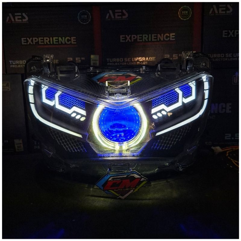 HEADLAMP SET LAMPU DEPAN SET CUSTOM BILED AES EXPERIENCE FRAME LAZY EYES YAMAHA NMAX NEW