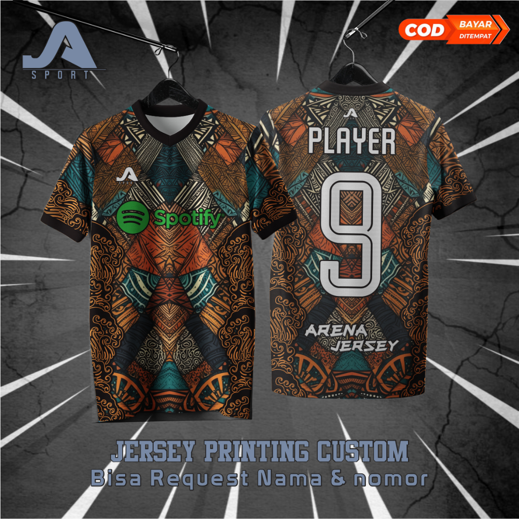 ARENA Jersey Futsal Sepakbola Custom Printing Logo Nomor Dan Nama