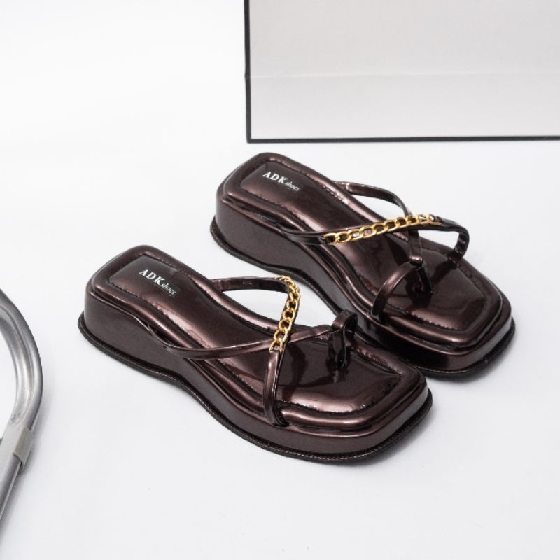 Adk shoes Sandal wedges platfrom wanita MULAN rantai 5cm
