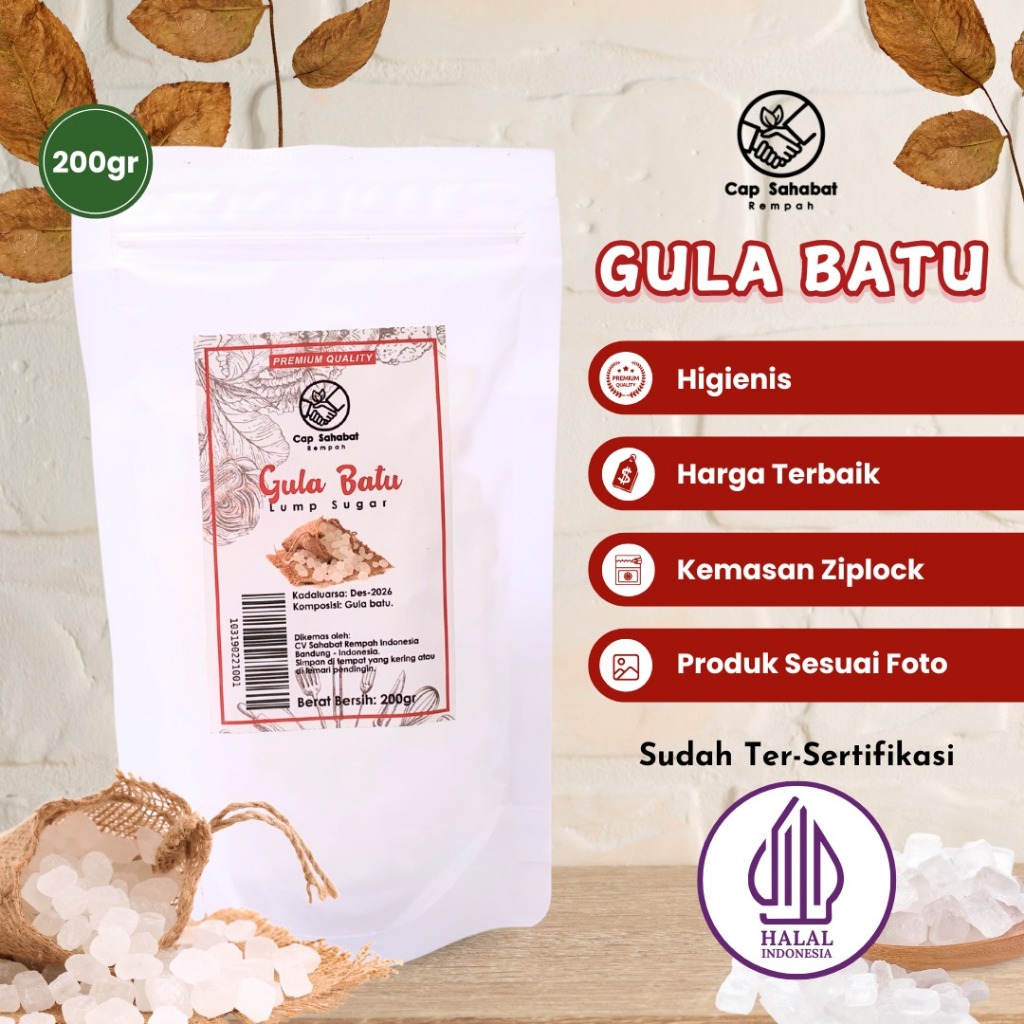 

200gr Gula Batu / Lump Sugar / Rempah / JSR 100% PREMIUM QUALITY