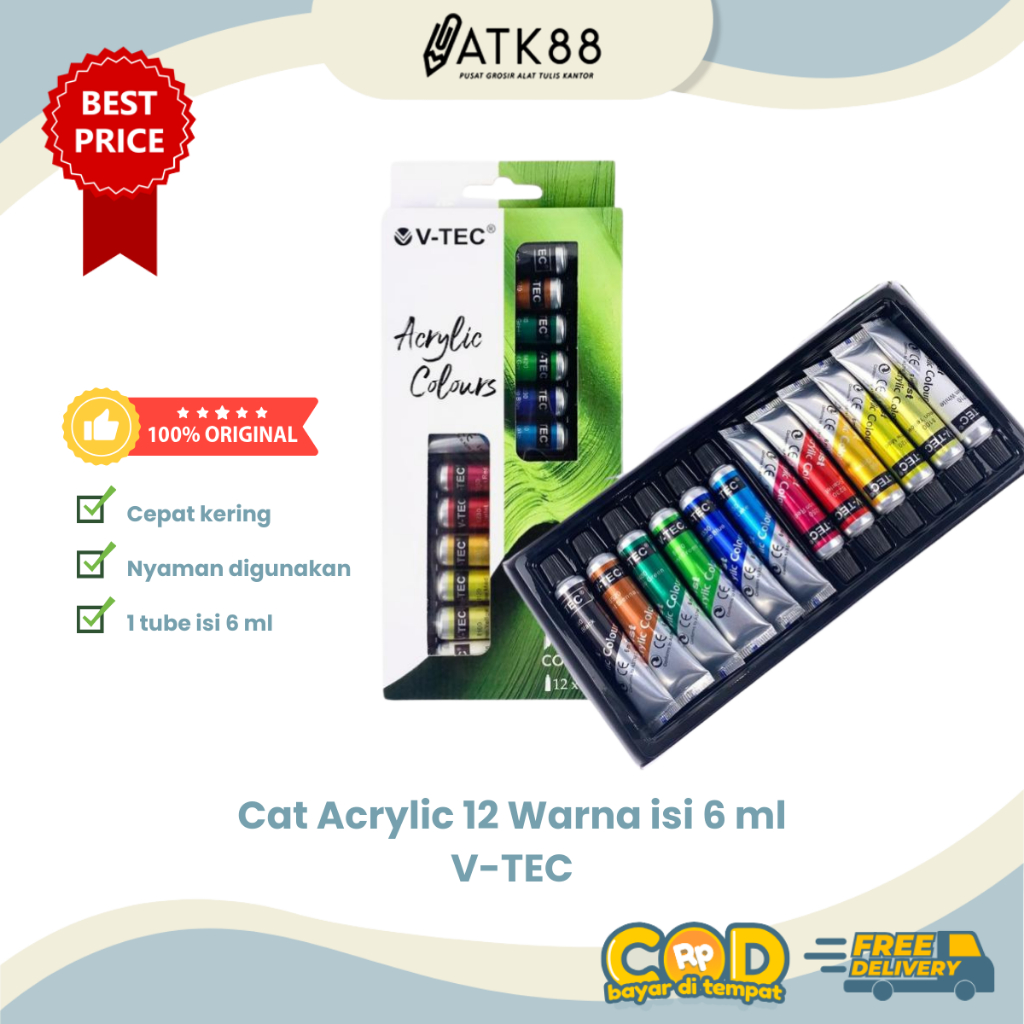 

[ATK88] Cat Akrilik Set V-TEC 6ml | V-TEC Acrylic Set 12 Warna