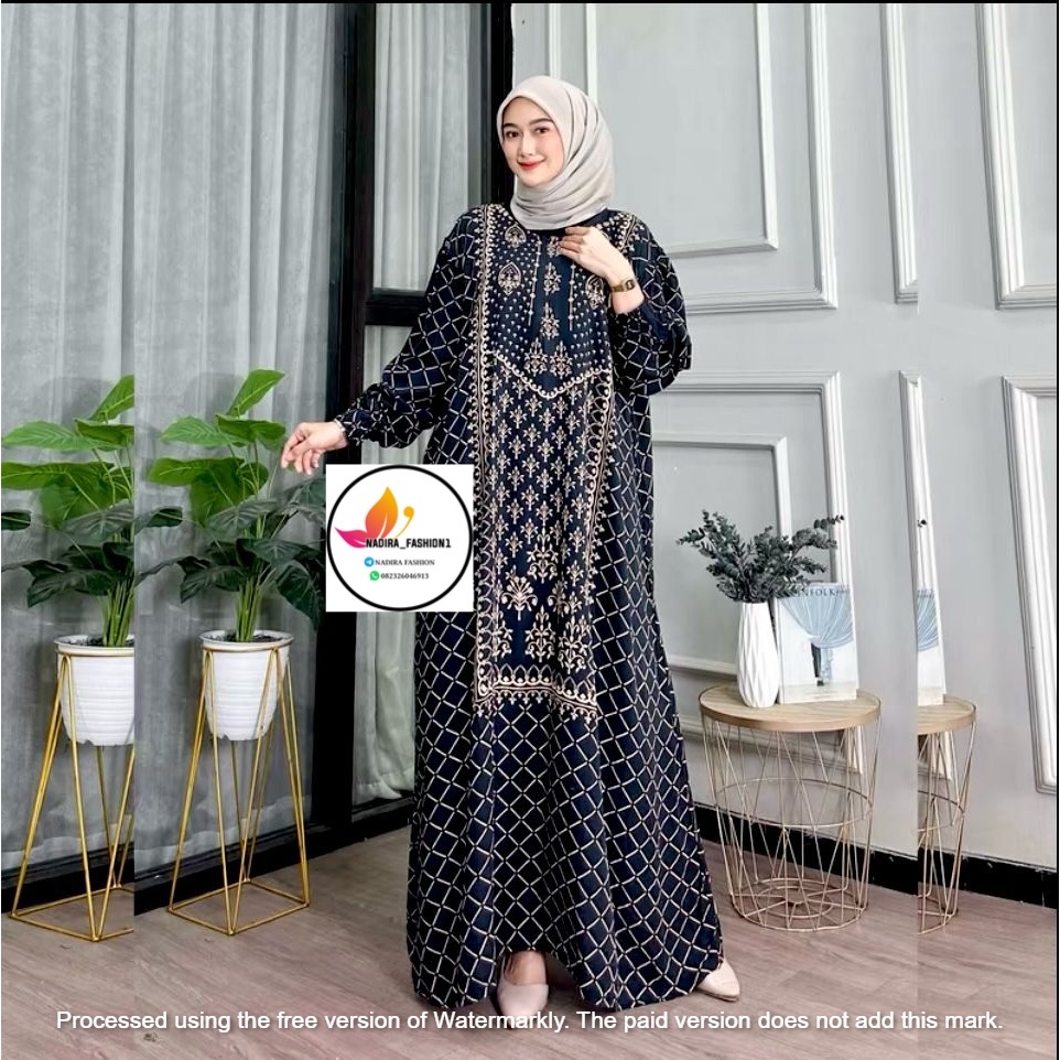 Gamis Kaftan Kazakstan Dres Rayon Busui Lengan Panjang Balon Tebal Adem Halus Nyaman
