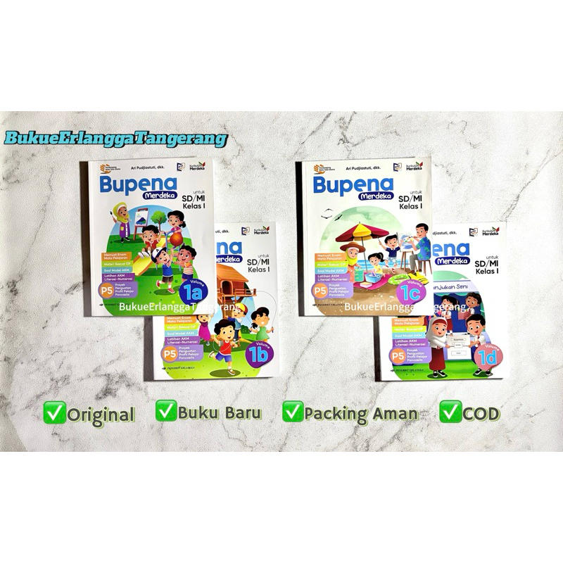 BUPENA KL.1 /KM - PENERBIT ERLANGGA -| Bupena 1a/Bupena 1b/ Bupena 1c/ Bupena 1d