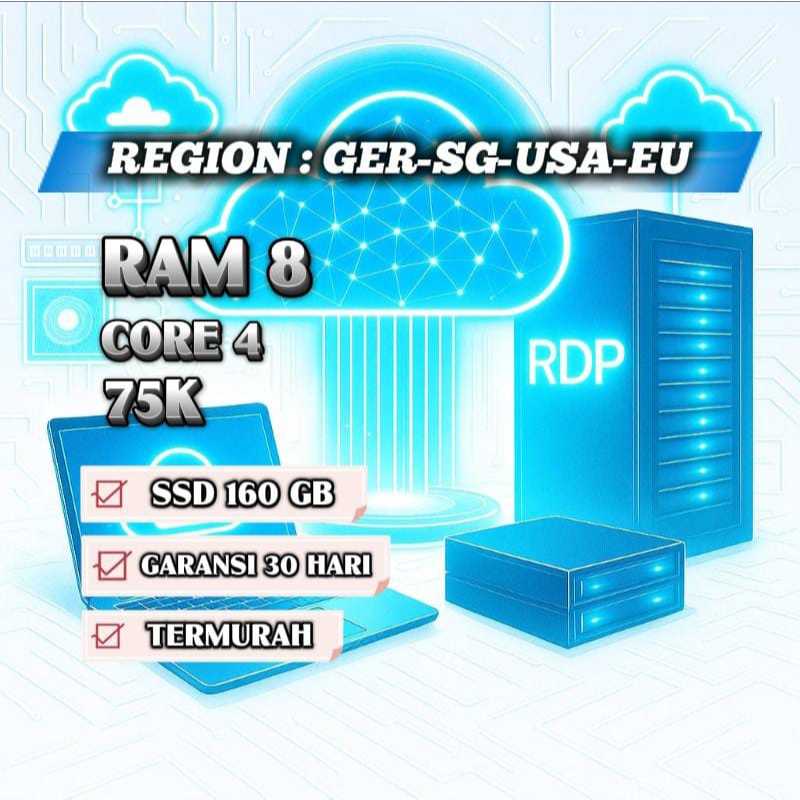 RDP / VPS Ram 8GB 4 CORE TERMURAH Bisa diperpanjang