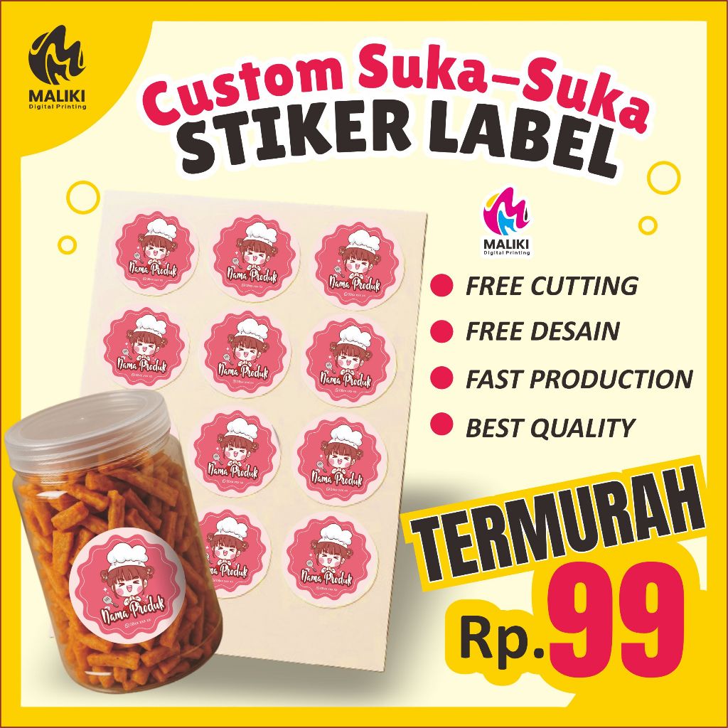 

STIKER LABEL CUSTOM, FREE CUTTING KISS CUT SESUAI BENTUK
