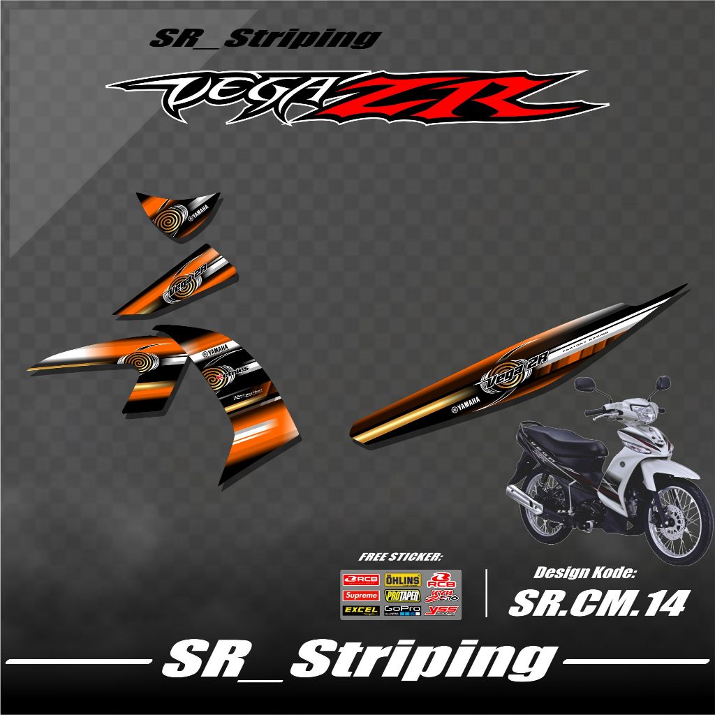 Striping Sticker Vega ZR Variasi / Stiker Vega ZR / Variasi Vega ZR - Bonus Stiker Sponsor SR.14