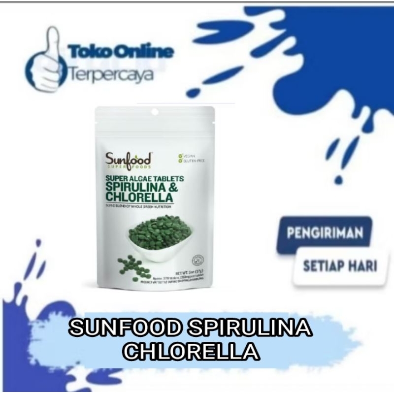 Sunfood Spirulina & Chlorella Super Algae 250mg 228 Tablets Original