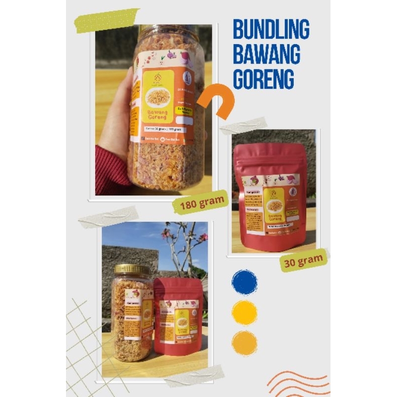 

Bawang Goreng Asli Brebes 180g & 30g Renyah Wangi Tanpa Campuran Tepung