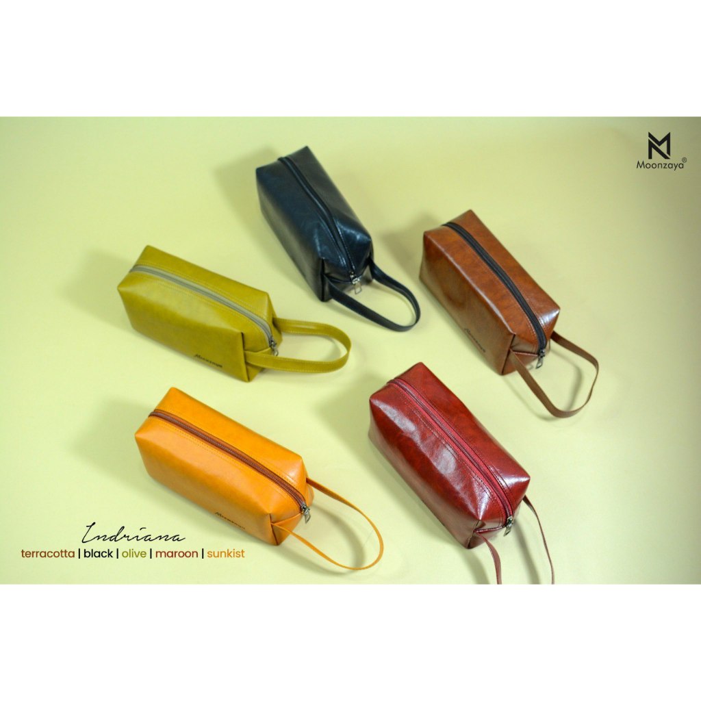Pouch Waterproof Leather Sintetis Indriana dompet HP, tempat pensil, tempat mukena travelling, dompe