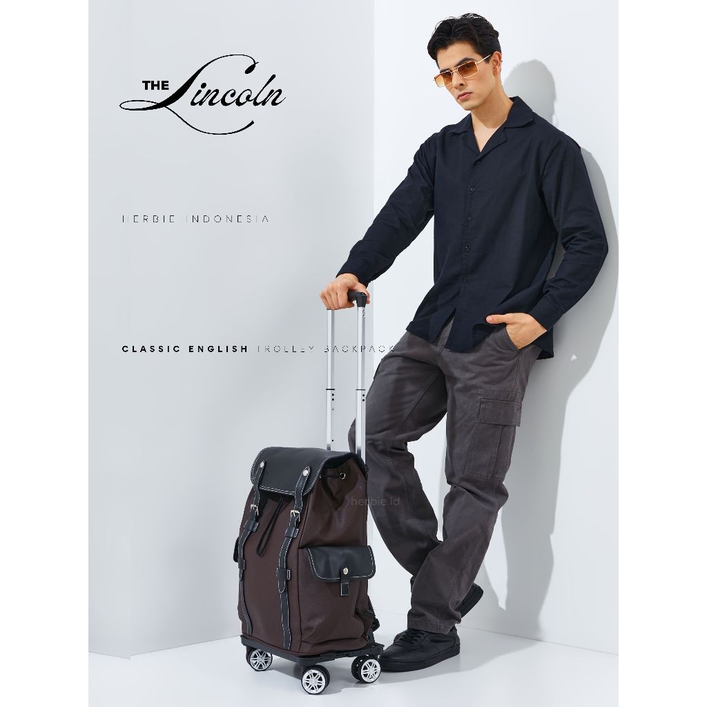[THE LINCOLN] TAS RANSEL TROLI FASHION KOPER KABIN BAGASI PESAWAT BAHAN KULIT LEATHER PREMIUM ANTI A