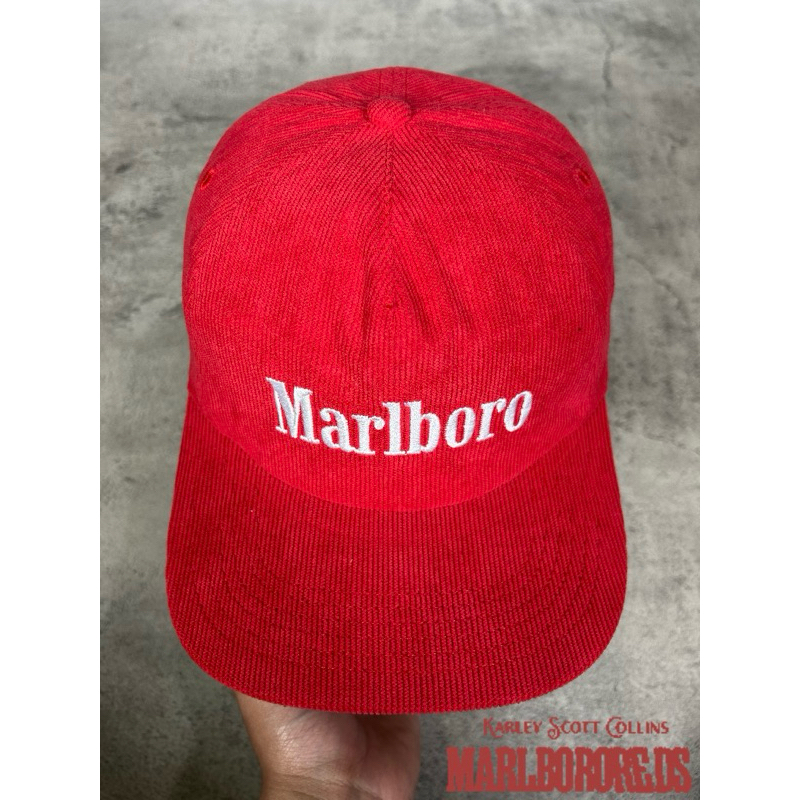 Topi MARL-BORO Vintage Snapback Classic Corduroy Merah