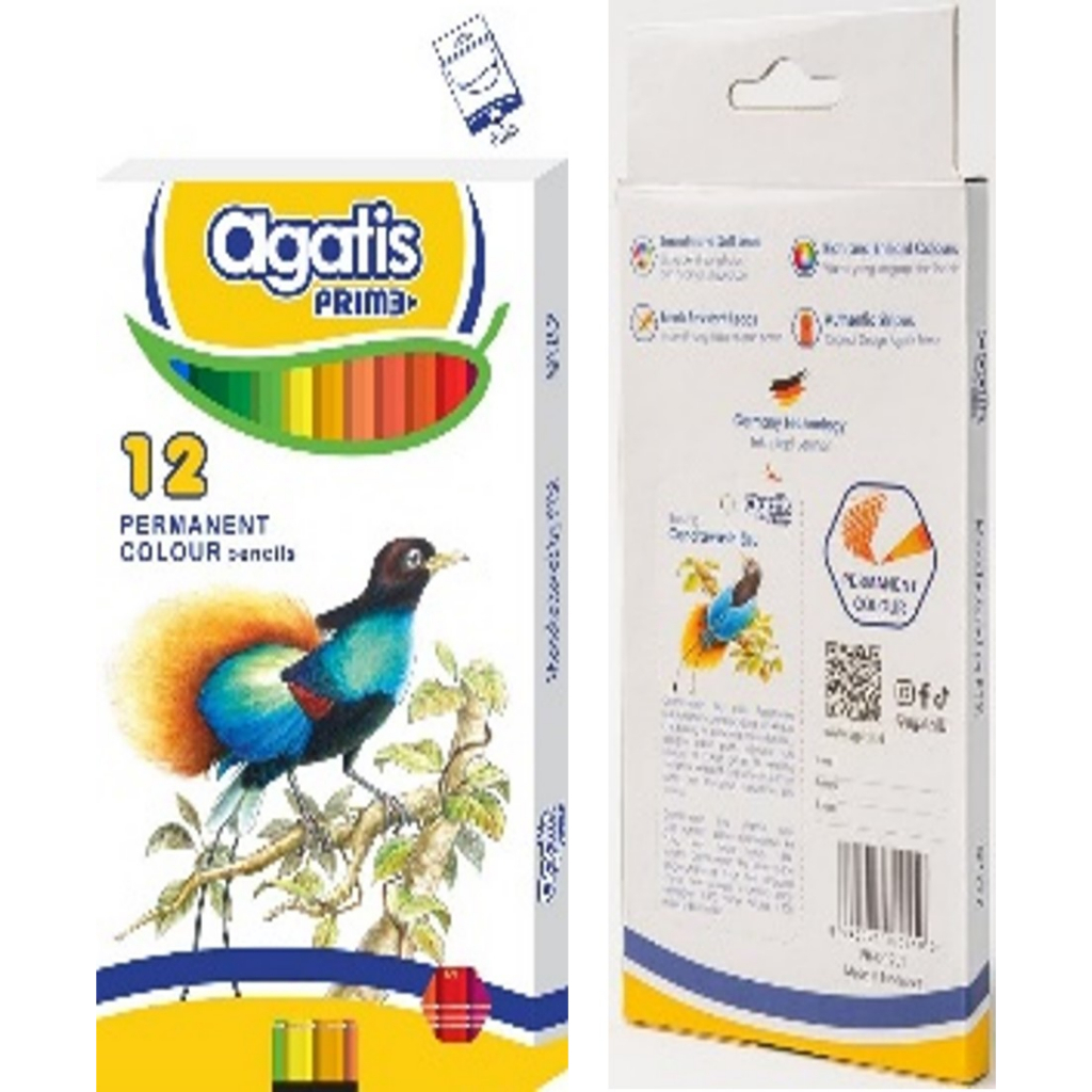 

AGATIS PRIME PERMANENT COLOR PENCIL HEXAGONAL WOOD C12 COLORS - FULL LENGTH / PENSIL WARNA 12