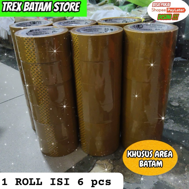 

ISOLASI COKLAT 2 INCH 80 YARD 1 ROLL ISI 6 PCS [ BATAM ]