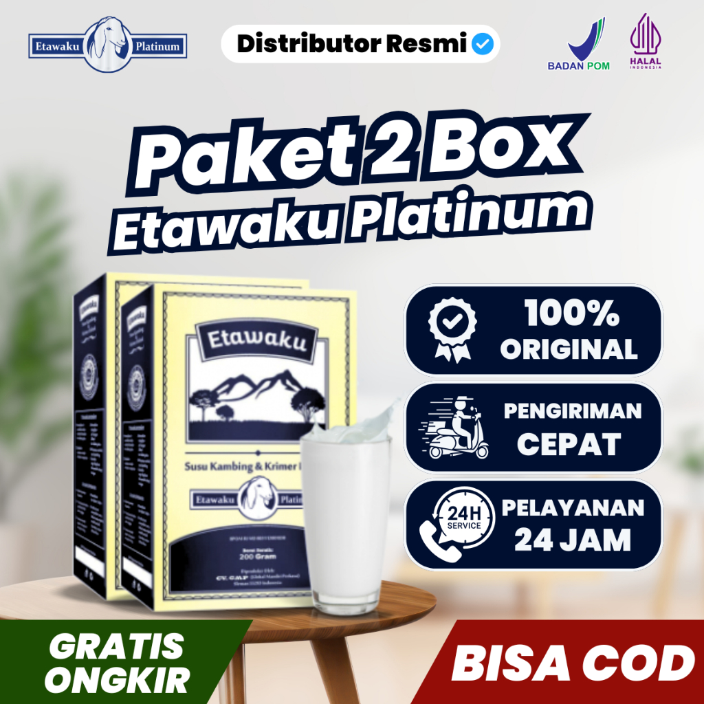 

Paket 2 Box Etawaku Platinum Original Ampuh Atasi Masalah Pernafasan Susu Kambing Etawa BPOM Halal