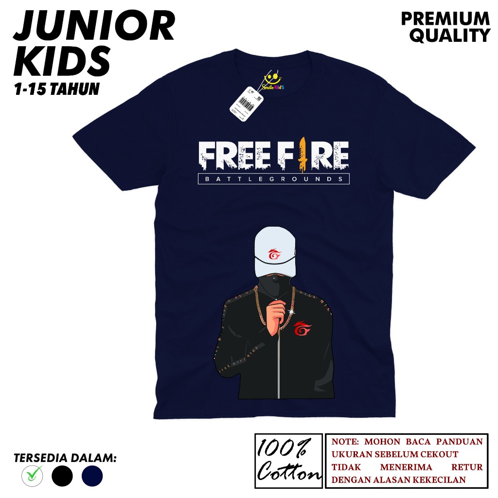 Kaos Anak Junior 1-15 Tahun FREE FIRE 3 Tiktok Viral Baju Katun