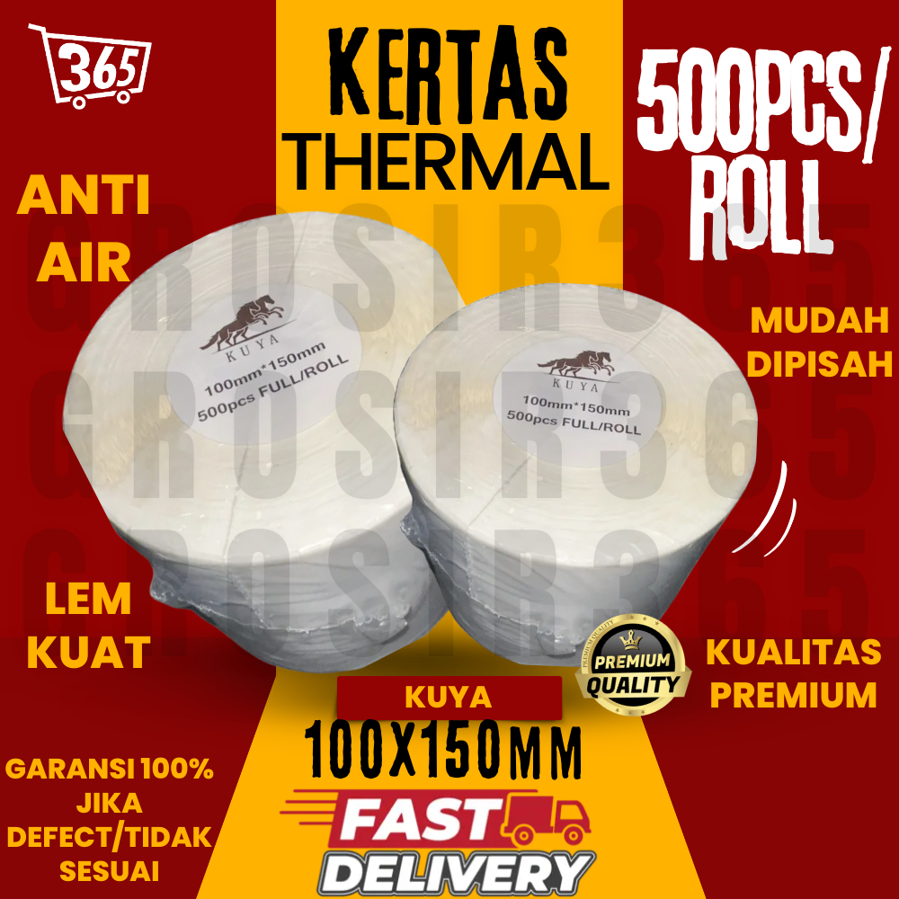 

KUYA Label Stiker Thermal Premium 100x150mm Waterproof isi 500pcs Tidak Luntur Kualitas Premium