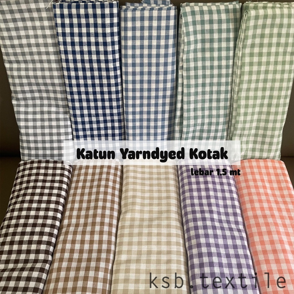 Kain Katun Yarndyed Kotak Premium / Bahan Cotton Yanded Kotak-Kotak Pastel / ECERAN / PER 0.5 METER 