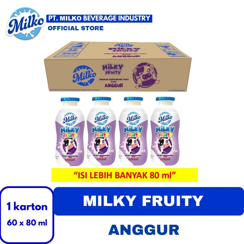 

MILKY FRUITY ANGGUR Minuman Susu 60 x 80 ml (karton)
