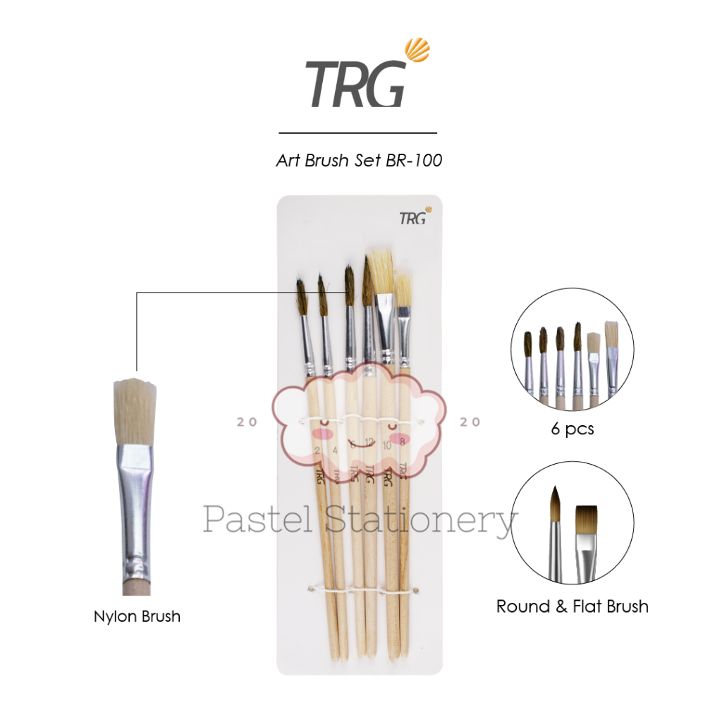 

TRG Kuas Lukis Cat Air Minyak Akrilik Poster BR-100 - Watercolor Acrylic Paint Art Brush Set Isi 6 Buah TRG