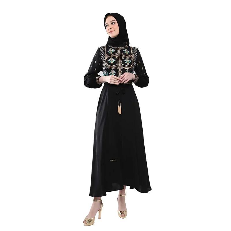 Hikmat A3845 Abaya Wanita Warna Black dan Green