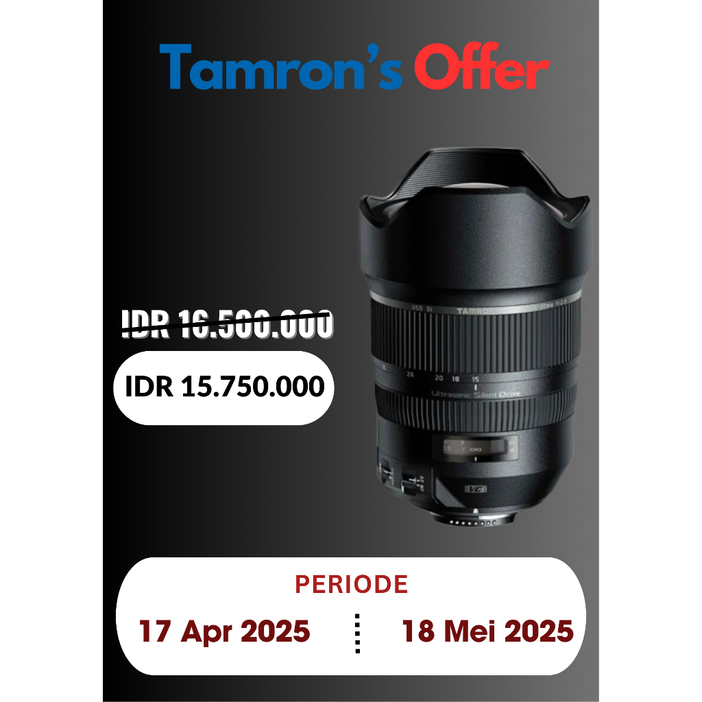 Tamron SP 15-30mm F/2.8 Di VC USD Lensa Kamera Nikon DSLR Mount Full Frame