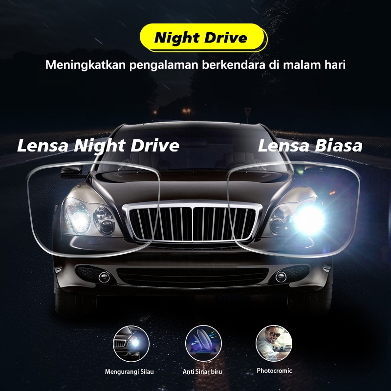 IU7 Viendo Kacamata Photocromic Minus Nht Drive Bluecromic Frame Wanita Pria Cowok Potocromic