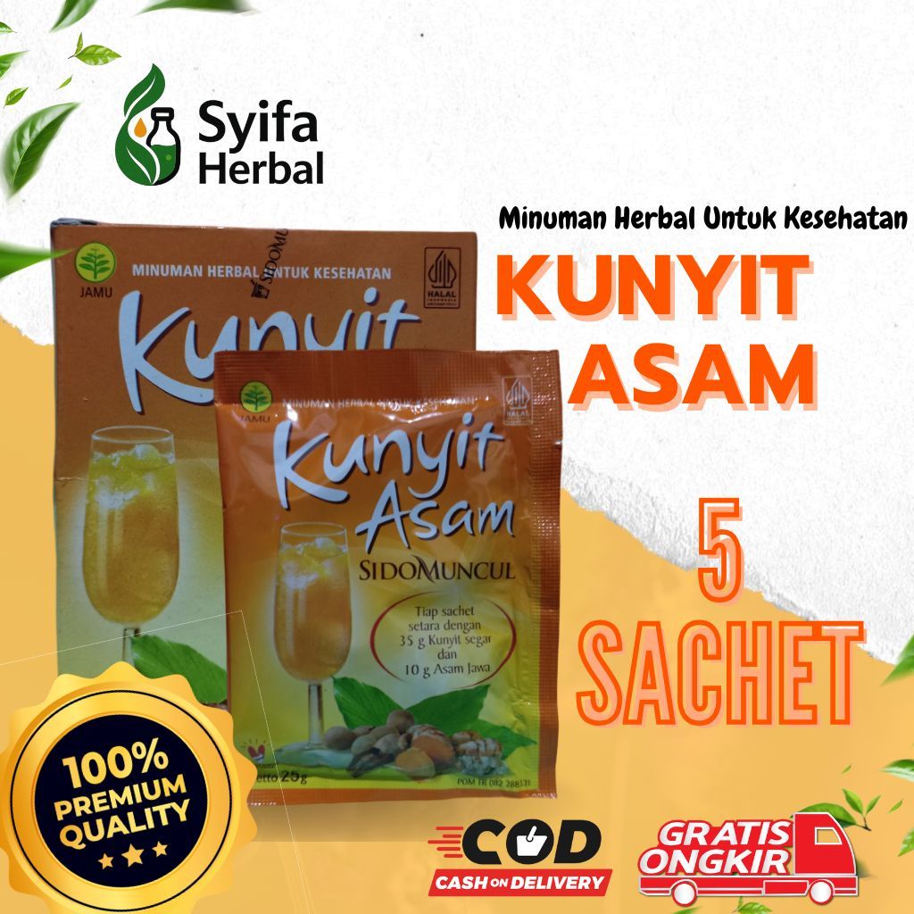 

Syifa Herbal - Kunyit Asam Sidomuncul Jamu Asli Box isi 5 @25gr Sachet Asam Sirih Pelangsing Perut
